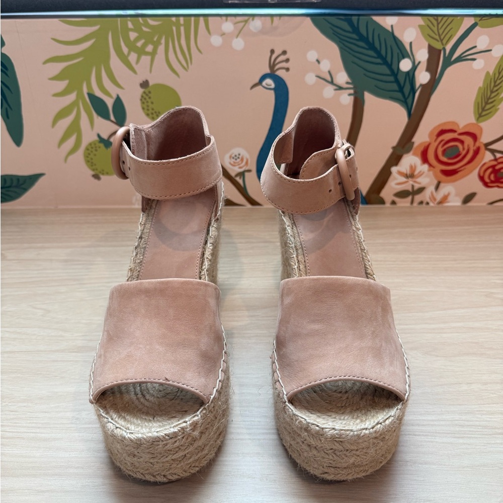 Marc Fisher LTD Alita Platform Wedge Espadrille Sandal in Blush Pink